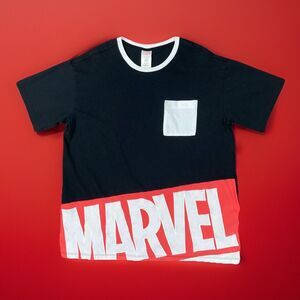 Vintage 90’s Marvel Comics Spellout Black Shirt Mens Size L Large Y2K